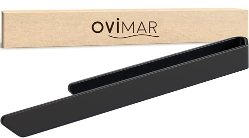 ovimar Handtuchhalter Svenskoya Schwarz aus gebürstetem Aluminium | zum Kleben | 40cm | modernes Schlichtes Design | Handtuchstange ohne Bohren | für Geschirrtuch oder Handtuch im Bad oder Küche