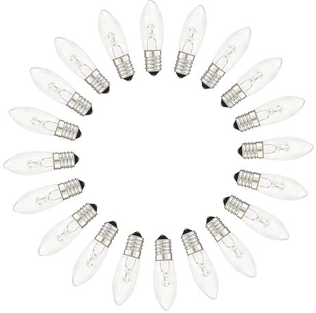 MeetUs 20 Pezzi Lampadine Candele E10 23V 3W, AC Candele Superiori Lampadine di Ricambio, Bianca Calda 2700K, per Piramidi di Natale, Lucine, Archi Luminosi, Albero di Natale (23V)