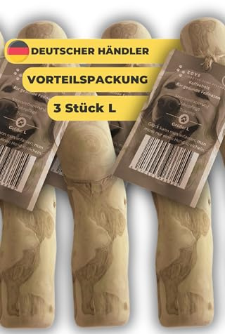Zoys® Kaffeeholz für Hunde - Natürlicher Kauknochen für Hunde in 5 Größen - Kaustab für Zahnreinigung & Zahngesundheit & nachhaltige Beschäftigung - Hundezubehör langlebig & risikoarm (L, 3, stück)