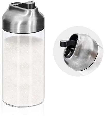 Aelga 12 OZ Glass Sugar Dispenser with Pour Spout, Weighted Pourer, for Coffee, Tea & Baking, 2 Pack