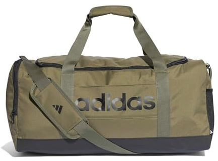 adidas unisex - vuxen Essentials Linear Duffel Bag Duffel Bag, olive strata/black, M