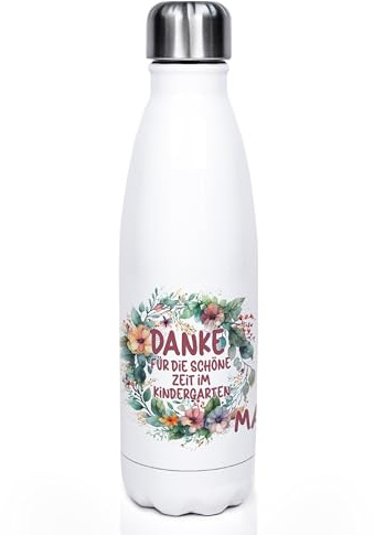 GRAZDesign Personalisierte Wasserflasche Erzieherin mit Namen Thermosflasche für Kaffee, Wasser, Tee, Edelstahl 500ml