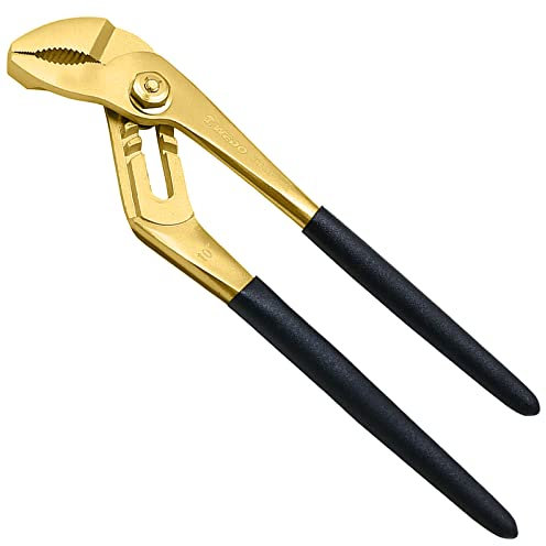 WEDO Alicates de lengüeta y ranura de 10 pulgadas, alicates de junta de ranura de latón con mango antideslizante, alicates de bomba de agua, alicates de junta deslizante, alicates ajustables para