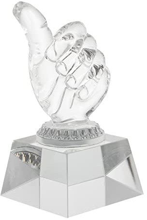 WHAMVOX Crystal Trophy Hand-shaped Decorative Award Trophy Small Size Crystal Prize Supply for Corporate Events and Recognition Displays