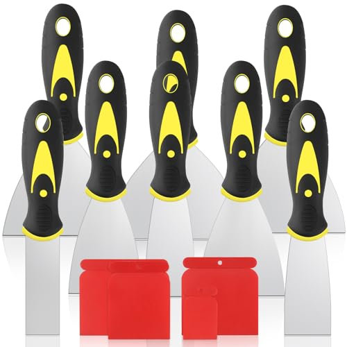Raxfekro 8 Stück Spachtel Set, Spachtel Edelstahl Gipser mit Kunststoffgriff, Malerspachtel Set, Putty Messer Spachtel Zum Abkratzen von Wänden und Entfernen von Tapeten Usw(1/1.5/2/2.5/3/4/5/6 Zoll)
