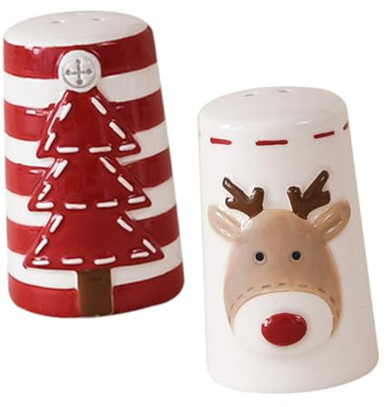 TOPBATHY 2stücke Gewürzglas Salz Und Pfeffer Streuer Keramik Weihnachtspfefferstreuer Kleine Salzstreuer Gewürzbehälter Für Küche