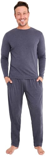 CityComfort Warme Schlafanzug Herren Lang, 2-Teiliges Pyjama Set - Geschenke für Herren Teenager (Marineblau, 3XL)