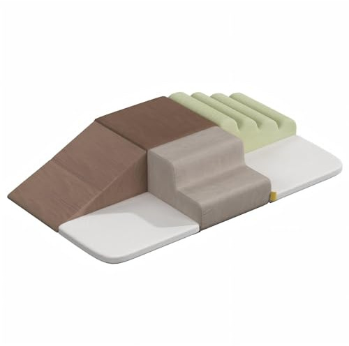 BanaSuper Jeu de Motricité Enfant | Parcours Motricité | Blocs Mousse Éducatifs avec Velcro | Structure d'escalade Antidérapante | Jouets d'escalade | Design Lavable & Sécurité Renforcée, Gris