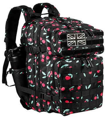 LHI Tactical Military Backpack for Men and Women 35L Army Assault Pack Bag Small Rucksack with Bottle Holder - Cherry