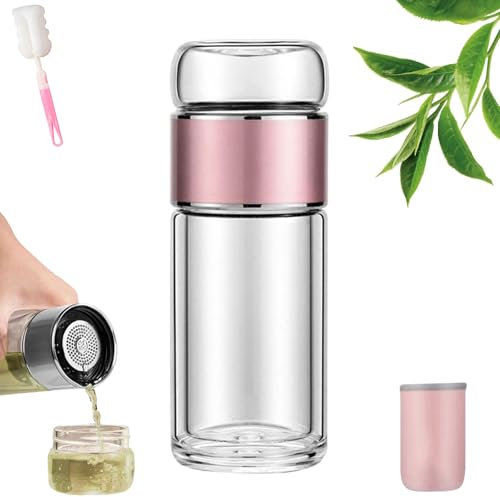 Infusifie - Infusificador de té, taza de té de vidrio con infusor y tapa, taza infusora de té, nueva máquina de té inteligente 3 en 1 para té de hojas sueltas (rosa, 350 ml)