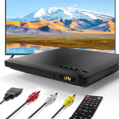 Lettori DVD per TV con HDMI, tutti i lettori DVD region free con sistema NTSC/PAL, lettore CD per impianto stereo domestico, cavi HDMI/RCA inclusi, telecomando (senza batteria)