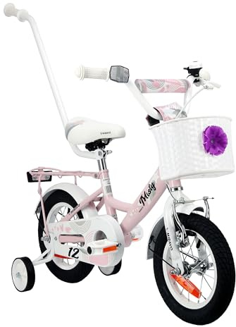MIRAVO Kinderfahrrad Fahrrad Kinder Ab 2 Bis 8 Jahre Schubstange V-Brake Bremsen Rückstrahl Aufkleber 12 16 20 Zoll Radgröße Korb Für Mädchen Misty