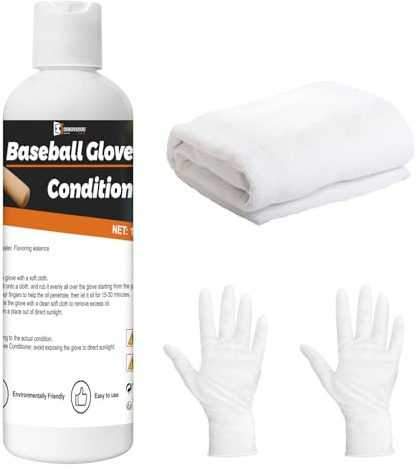 INNOVAYOU Baseball Glove Oil 300ml, Non-Greasy, Quick-Dry Glove Oil to Break in Gloves, Used in Baseball Gloves, Softball Gloves and Other Leather Sports Equipment (with Towels)