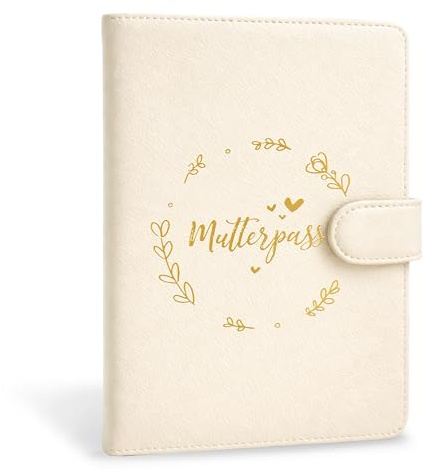 Mutterpasshülle aus Leder für den deutschen Mutterpass – Organizer mit Magnetverschluss, Fächern für Ultraschallbilder, Impfpass & Dokumente, stilvolle Mutterpass Hülle, Geschenk für Schwangere