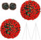 ComfyNex Set of 2 Artificial Topiary Balls 28cm - Decorative Fake Leaf Hanging Balls for Indoor & Outdoor Use - Perfect for Patio, Garden, & Home Décor (Rose Red, 28D x 28W x 28H centimetres)