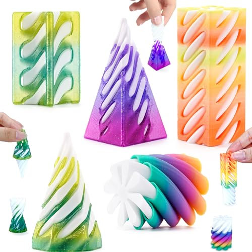 Lubibi 5PCS Impossible Cone, 3D Imprimé Spiral Cone Fidget Toy, Impossible Pyramid passthrough Sculpture, Objet Anti Stress, Stress Relief décorations de Bureau pour Enfants Cadeau pour Adultes