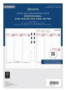 Filofax Kalender A5 Prof.1 Woche auf 2 Seiten (deutsch)2026