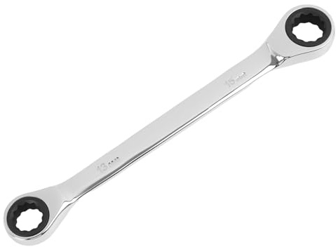 Riybyds Llave de Trinquete Combinada de Doble Anillo, 10mm y 13mm, Herramienta 2 en 1, Fabricada en Acero Cromo-Vanadio con Acabado Cromado Mate,para Mecánica Automotriz e Industria (13 x 15 mm)