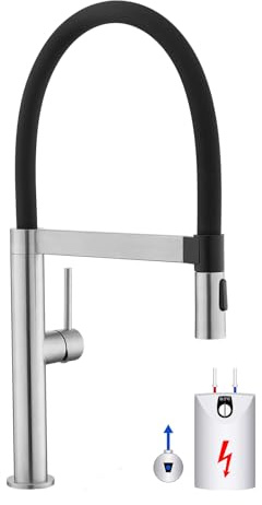 Tohlar Niederdruck Armatur Küche mit Ausziehbare Brause, Niederdruck Wasserhahn Küche 360° Schwenkbar Mischbatterien für Küche Armatur Einhandmischer für Küchen Spüle Spültischarmatur