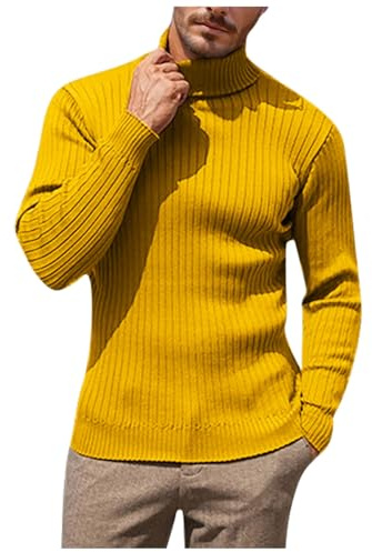 Maglione Collo Alto Uomo, Maglioni Lavorato a Maniche Lunghe Invernale Caldo Sweater a Maglia Grossa a Cavo Pullover Maglioncino Dolcevita Uomo Maglia-Lupetto Uomo Lupetto Uomo Invernale Sottogiacca