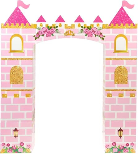 WERNNSAI Principesse Decorazione per feste – Lucchetto da principesse rosa per compleanno, decorazione per porte di cartone, principesse, castello, cabine fotografice, sfondo per feste di compleanno