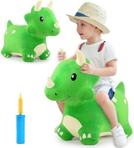 Tomatoys Dinosauro Gonfiabile Saltellante per Bambini – Animale Cavalcabile Gonfiabile con Rivestimento in Peluche, Giocattolo per Interno ed Esterno, Regalo Perfetto per Bimbi 18 Mesi - 4 Anni