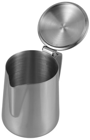 UKCOCO Bricco Latte con Coperchio Caraffa per Casa e Bar Versatile Brocca in Acciaio Resistente e Facile da Versare per Amanti del Caffè