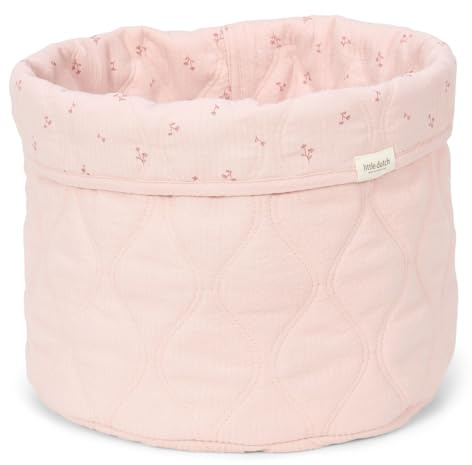 Little Dutch Wickeltischkörbchen Körbchen Korb Utensilo Organizer für den Wickeltisch Baby wendbar Rund Blossom rosa - Pure