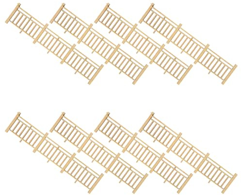 minkissy 10pièces Ornement De Clôture Bois Artisanal Décor De Scène Modèle De Balustrade Décorative pour Maison De Poupée Clôture pour Micro-Paysage Et Jardin Féerique