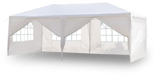 10'X20 'Outdoor Wedding Party Tent, Canopy Tent Camping Pavilion, Equipped with 4 Detachable Side Walls and 2 Zippered Doors, Suitable for Parties, Events, and Backyards, White
