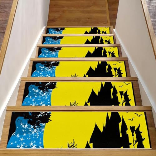 RODAILYCAY 15 gradini antiscivolo per gradini in legno, tappeti per scale, Happy Halloween, tappetini per scale per interni, tappetini di sicurezza per anziani, bambini e cani