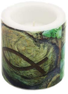 Candela rotonda Ichthys in albero/comunione/cresima/battesimo Ø 8 cm, altezza 7,5 cm