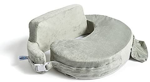My Brest Friend Almohada de Lactancia Super Deluxe para Lactancia Materna y biberón con Soporte Lumbar, Almohada de alimentación con práctico Bolsillo y Funda extraíble, Platino - Platino