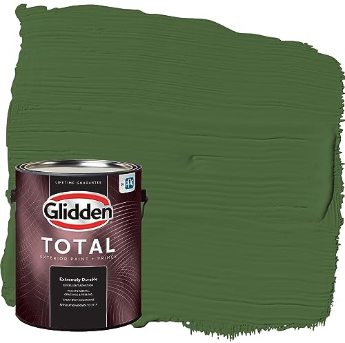 Glidden Total Exterior Paint & Primer All-in-One, Mountain Forest/Green, Satin, 1 Gallon