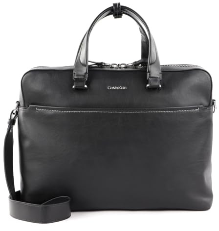 Calvin Klein Businesstasche Henkeltasche mit Laptopfach Natural Laptop Bag W/Pocket CK Black schwarz