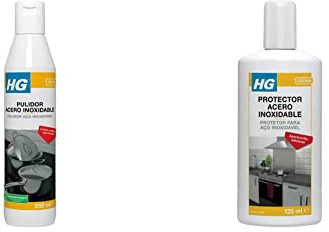 HG Limpiador para Acero Inoxidable, Abrillanta y Protege, Utensilios de Cocina y Superficies Metálicas - 250 ml & Abrillantador Instantáneo para Acero Inoxidable, Listo para Usar- 125 ml