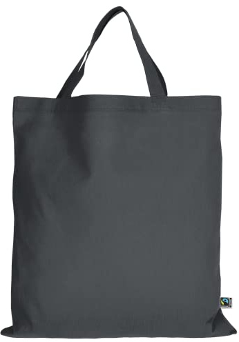 TEXXILLA Baumwolltasche in 14 Farben aus Fairtrade-zertifizierter Baumwolle | mit Zwei kurzen Henkeln | 38x42cm | Einkaufstasche | unbedruckt, Farbe:anthrazit