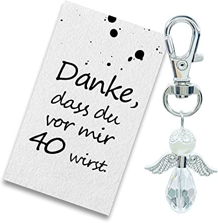 Geschenke Zum 40 Geburtstag Geburtstagskarte, Geschenkkarte Schutzengel Schlüsselanhänger Geschenk-Danke zum 40. Geburtstag für Frau Frauen Mütter Mädchen Männer Freunde Romantik