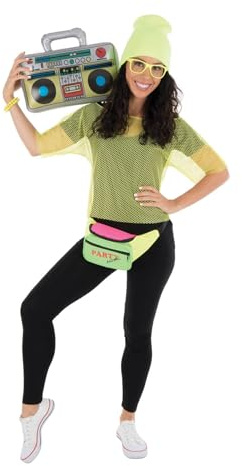 P'TIT Clown - 22667 - T-Shirt Résille - Adulte - Couleur Fluo - Taille Unique - Accessoire Déguisement Carnaval, Fête à Thème - Fantaisie - Costume Années 80 - Disco - Danse