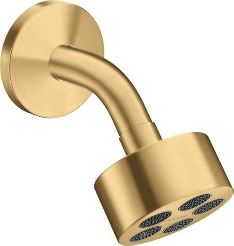 hansgrohe AXOR One Duschkopf 75 1 Strahlart wassersparend mit Brausearm, Ausladung 116 mm, 48490250, Farbe: Brushed Gold Optic
