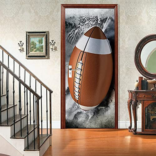 3D Türtapete Selbstklebend Türaufkleber - Tür Poster American-Football-Rugby 90 X 200 Cm Pvc Wasserfest Wandtattoo Für Schlafzimmer Wohnzimmer Tür Dekoration Tapete - Fototapete Für Kinderzimmertüren