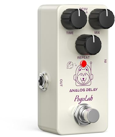Pogolab Pedal de retardo, pedales de retardo para guitarra eléctrica, pedal de guitarra analógico, DC 9V True Bypass, mini pedal de retardo