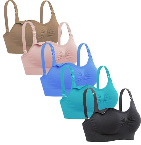 Lataly Lot de 5 Soutiens-Gorge d'allaitement sans Armatures pour Femme, XX-Large
