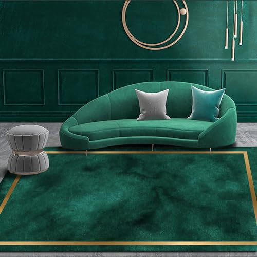 Tappeti Design Modern Area Rug 160 X 230 CMemerald green gold border Mat For Bedroom or Patio Kitchen Thickness 7MM 160x230cm