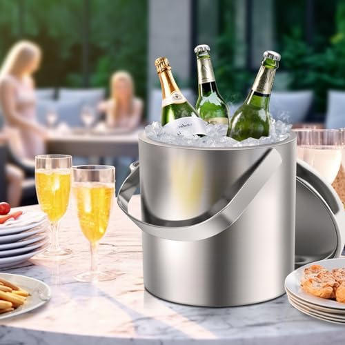 Sailnovo AM004189-1129-5 Eiseimer 1.2L mit Deckel und Zange-Edelstahl