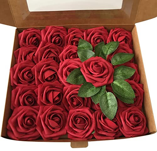 FNKDOR 25 PCS Künstliche Rosen Blumen Foamrosen Schaumrosen Kunstblumen Rosenköpfe Kunstrose DIY, Hochzeit Blumensträuße, Braut Zuhause Dekoration (A, B)