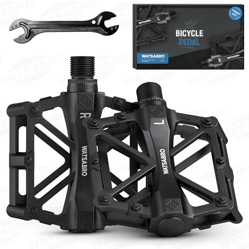 WATSABRO Fahrradpedale 9/16 Zoll, CNC Aluminium Mit Abgedichteten Lagern für Mountainbike, E-Bike, Trekking, Rennrad