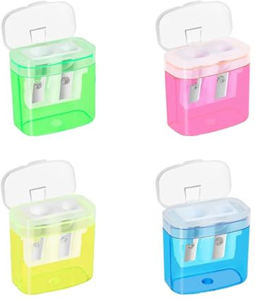 4 Stück Anspitzer Bleistift?Doppelloch-Bleistiftspitzer?Metall Bunt Manueller Bleistiftspitzer?Spitzer für Schule Büro