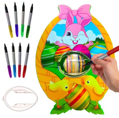 KEELYY Machine à peindre des œufs de Pâques avec 8 marqueurs colorés à séchage rapide - Kit de décoration d'œufs de Pâques - Cadeau de Pâques pour enfants et adultes