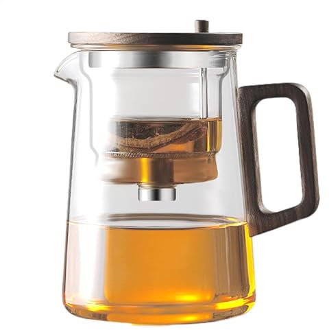 Glass Teapot with Infuser - Tea Infuser Pot | Removable Infuser Water Separation Tea Kettle | Press Control Glass Tea Kettle | Loose Leaves Tea Kettle | Heat Resistant Glass Tea Kettle for Home